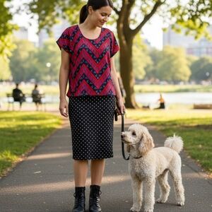 ⚡ Bold Geometric Blouse | Metal Zip Back | Medium 👚